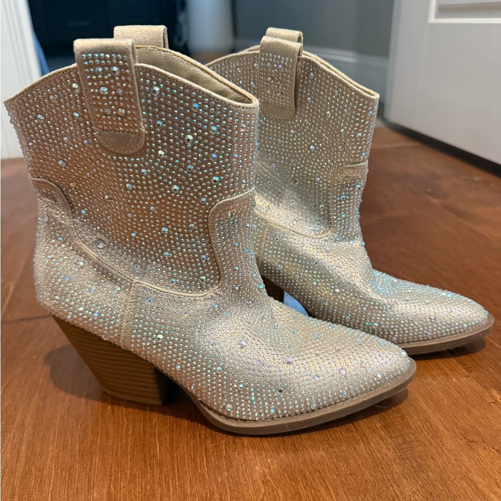 Women's Rhinestone Embellished Ankle Boots